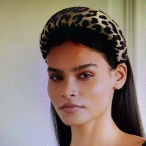 Ganni Leopard Satin Padded Headband NEW WITH TAGS